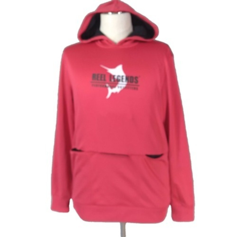 Reel Legends hoodie sweatshirt sweater men's medium Red fleece pullover outdoor